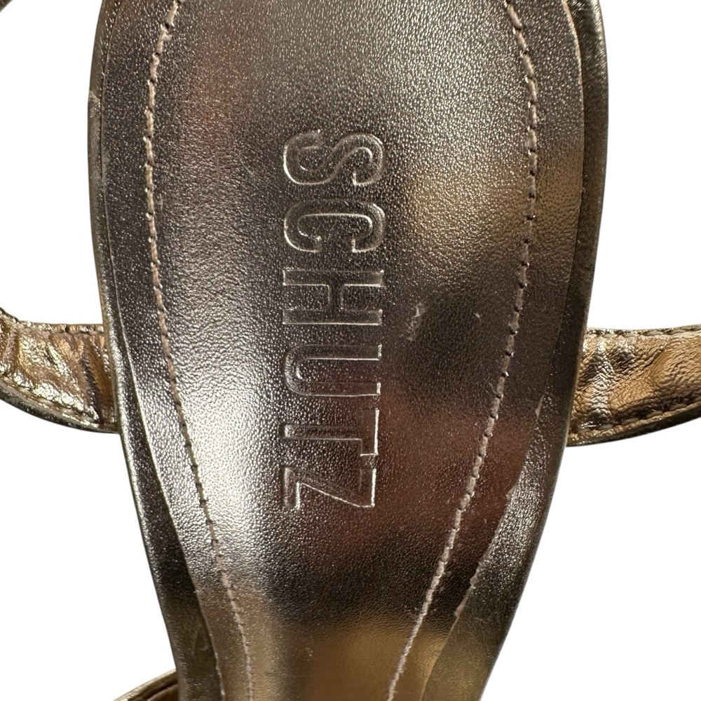 SCHUTZ Keefa Metallic Gold Woven Platform Sandals. Sz: 8.5 - Picture 12 of 13